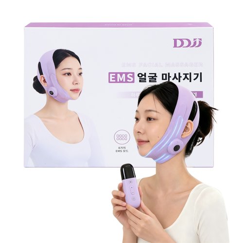 DDJJ 저주파 얼굴 마사지기 V라인 리프팅밴드 EMS 얼굴 마시지 피부 탄력 케어 이중턱 리프팅 8가지 모드 20단계 강도, 퍼플, 1개