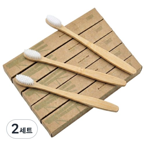이븐스 자연으로 대나무 칫솔 제로웨이스트 공용, 대나무 흰둥이, 2세트, 10개입