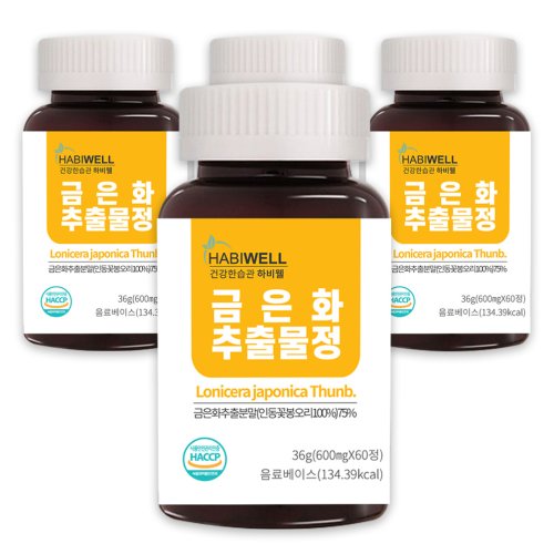 하비웰 금은화 추출물정 600mg X 60정, 60정, 4개