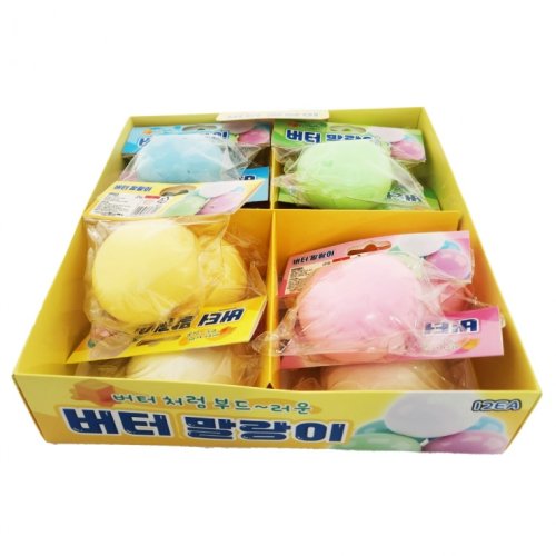 플유 버터 말랑이 한박스 12개입 스트레스볼 스퀴시 주물럭 모찌 말랑 쫀득 슬랑이 스트레스해소 촉감놀이