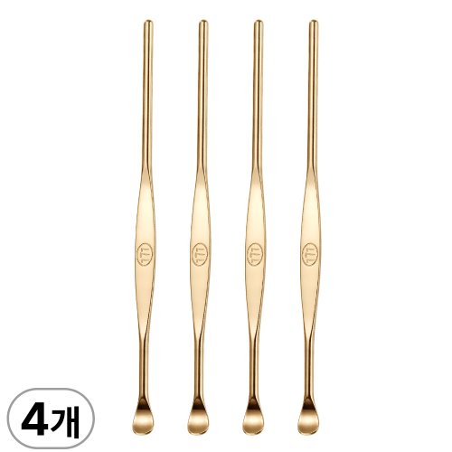 쓰리세븐 777 골드 귀이게 E-441G 고급 스테인리스 귀후비개 귀지제거기, 1세트, 4개입