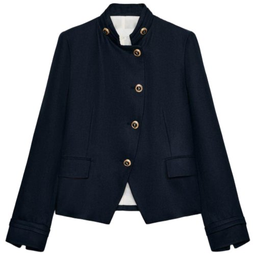 ZARA 자라 여성 긴팔 차이나 골드 버튼 슬림 정장 코트 2730564 401