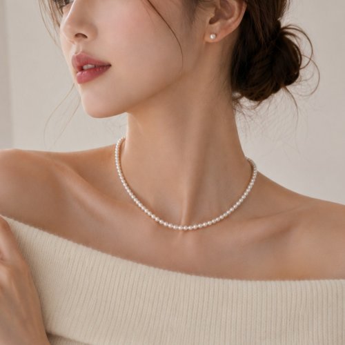 모비안 5mm 담수진주 목걸이 6mm 담수진주 귀걸이 세트
