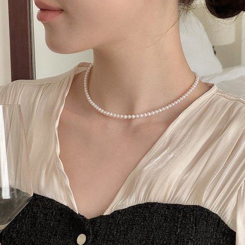 진주모아 천연 담수진주 목걸이 AAA 원형 미니 3mm 4mm