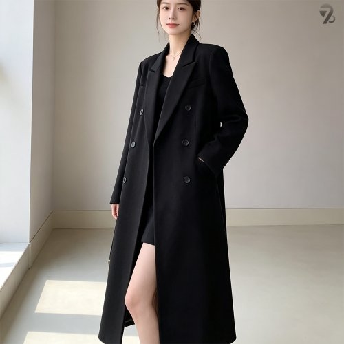 708090 패셔 정장 롱 코트 여성용 슬림핏 심플 트렌치 코트