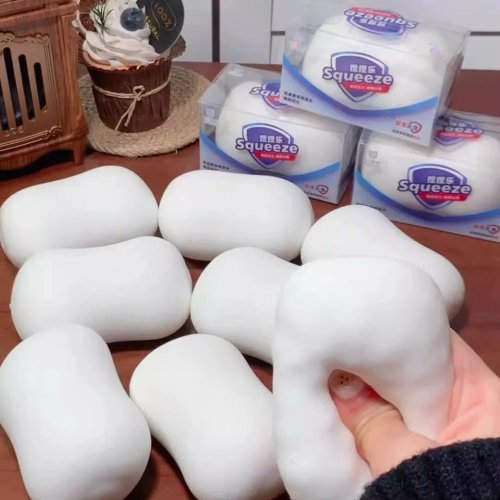 비누 모형 말랑이 핸드메이드 볼 슬로우복원 촉감놀이 스트레스 해소 완제품, 1개, 80g, 화이트