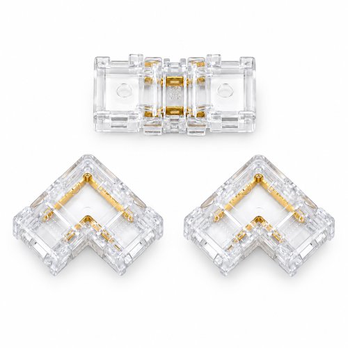 버라인 COB LED 스트립 8mm 2핀 무납땜 커넥터 3개 세트 일자 1개 L자 2개, 1개, 단일색상